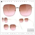thumbnail image 2 of Womens Rectangle Exposed Lens Edge Thin Metal Rim Designer Fashion Sunglasses Gold - Pink, 2 of 8