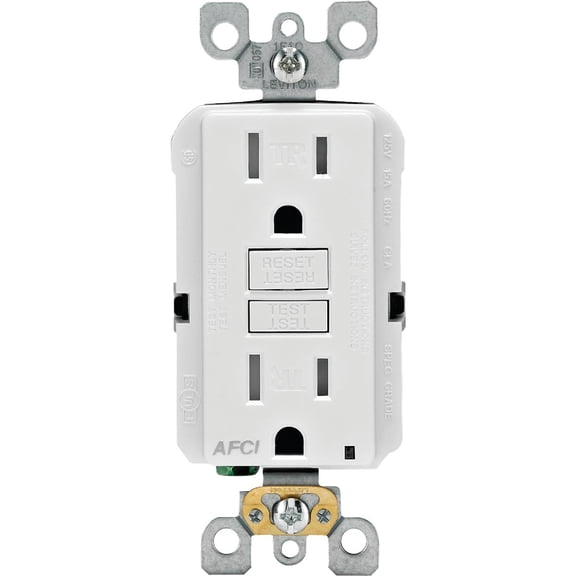 Leviton R32-AFTR1-0KW 15 Amp White Tamper Resistant AFCI Receptacle
