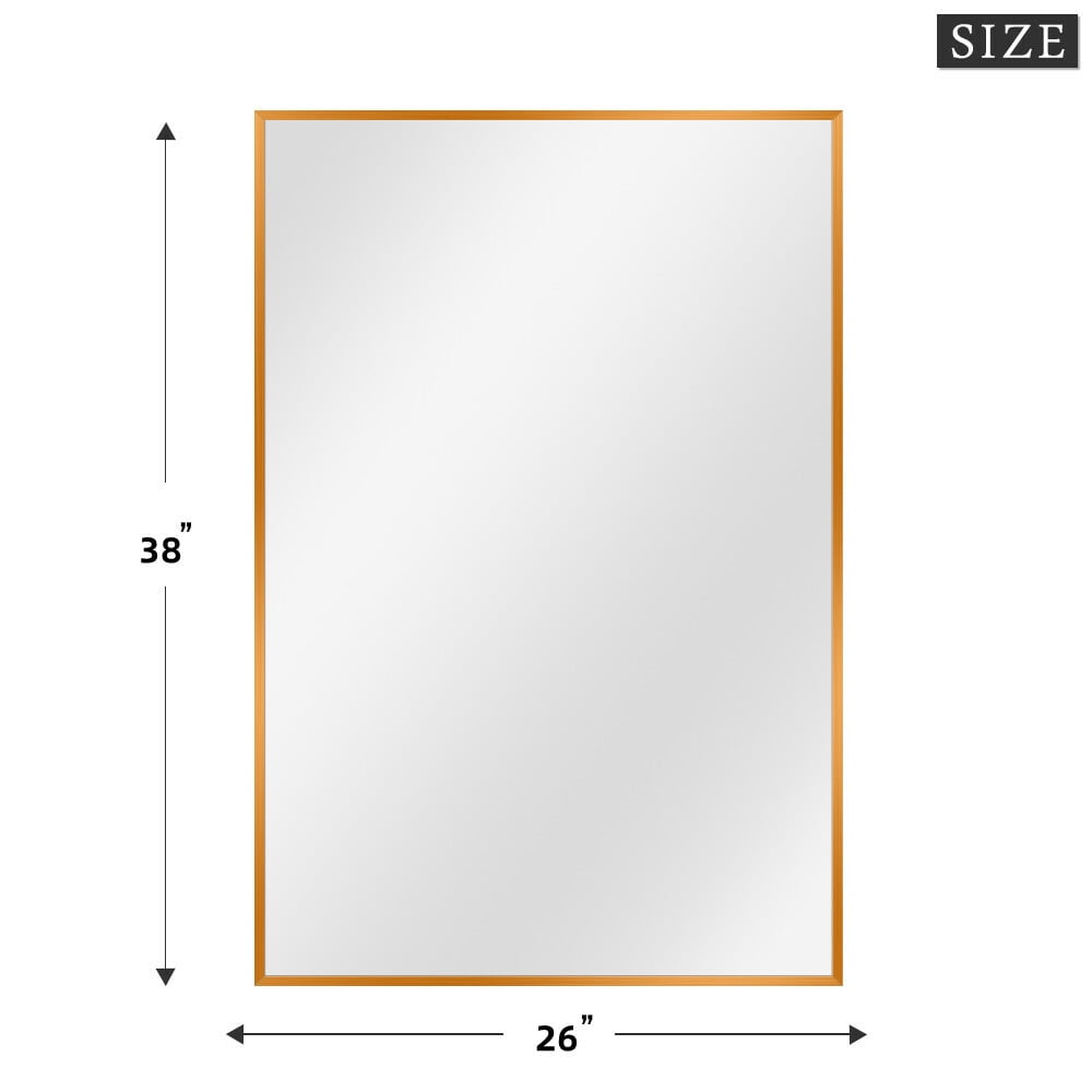 MAYEERTY 38"x26" Rectangle Wall Mounted Mirror Aluminum Framed Mirror,Gold Set of 2