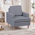 thumbnail image 3 of ZENY Mid Century Accent Chair, Modern Fabric Single Sofa Reading Chair with Wood Legs for Bedroom, Office(Light Grey), 3 of 11