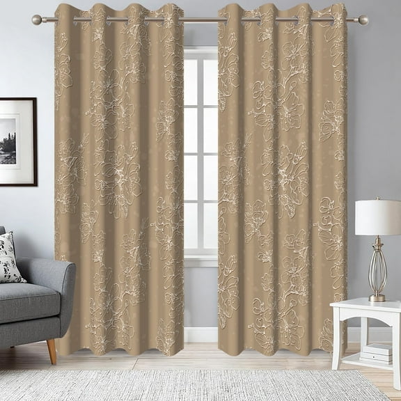 Brown Blackout Window Curtains for Living Room,Thermal Insulated Curtains,52x84 Inch,Set of 2