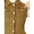 thumbnail image 6 of DARING DIVA Women's Denim Sleeveless Flap Pockets Vest Jacket S Khaki, 6 of 7