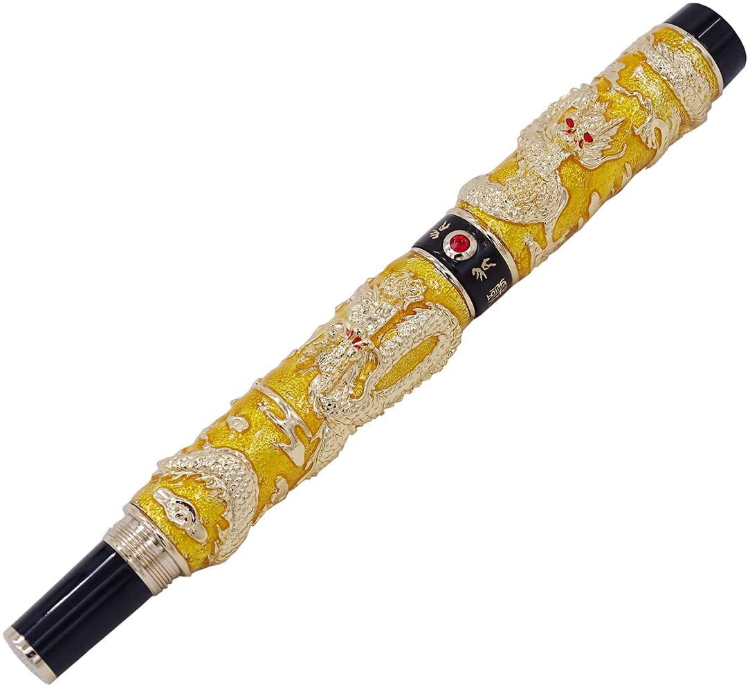 Details about   Jinhao Cloisonne Calligraphy Blue Fountain Pen Double Dragon Fude Nib Craft Gift 