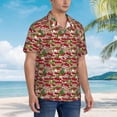 thumbnail image 3 of Balery Red Houses Camisas hawaianas de manga corta para hombre, camisas playeras de corte holgado, camisas de vacaciones con botones,Large, 3 of 7