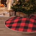 thumbnail image 4 of Salouo Buffalo Plaid Red Black Christmas Tree Skirt 48" Farmhouse Christmas Decorations Snowman Xmas Tree Skirt Tree Mat for Holiday Party Decor, 4 of 8