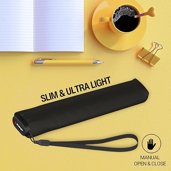 Knirps US.050 Adult Windproof Pocket Size Manual Rain Umbrella, Carrying Case, Black, 1