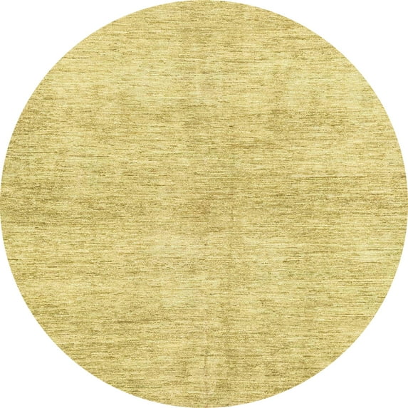 Ahgly Company Indoor Round Abstract Yellow Abstract Area Rugs, 6' Round