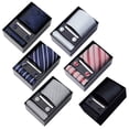 thumbnail image 4 of Men Tie Gift Set 6pcs/set Tie Pocket Square Cufflinks Set Gift Box Charm Faux Silk Fabric Business Men Accessories Formal Accessories Gift Box, 4 of 8