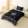 thumbnail image 2 of Homewish Bohemian Snowflake Twin Comforter Sets,Romantic Paisley Bedding Set,Black,Black Reversible,2pcs,1 Comforter and 1 Pillowcase, 2 of 7