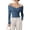 Blue -BK63, variant on Womens Fall Long Sleeve Wrap Off Shoulder Y2K Going Out Tops Slim Fit, Cute Tops, Fashion Trendy Clothes Beige L