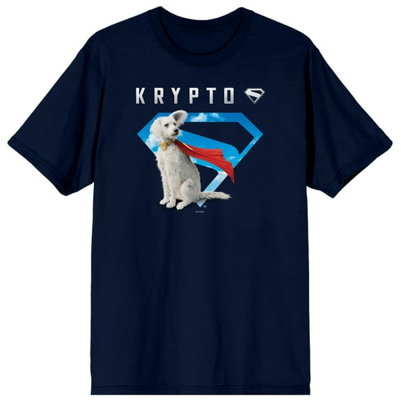 Superman 2025 Krypto Superman Logo Adult Navy Crew Neck Short Sleeve T-shirt-XL