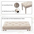 thumbnail image 6 of Upholstered Fabric Entryway Bench, Tufted Piano Bench for 2 People, Rubber Wood Legs with Beautiful Carved Pattern for Bedroom/Living Room/Dining Room (Beige), 6 of 12