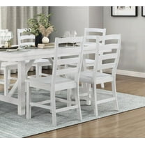 Contemporary 2-Piece Dining Chairs Set - Solid Wood with White Finish