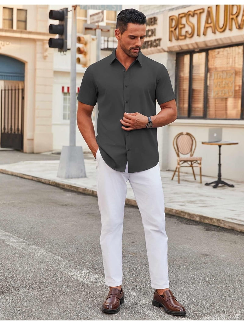 COOFANDY Mens Casual Button Down Shirt Business Formal Dress Shirt for Men  2025 Summer Wedding Shirt - Walmart.com