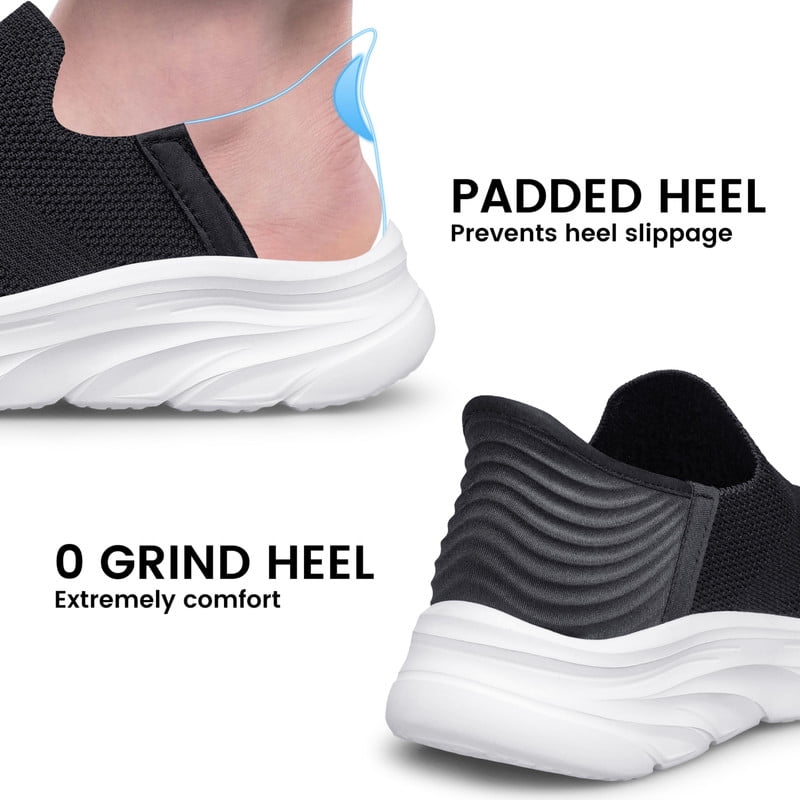 vibdiv Mens Slip on Hands Free Outdoor Walking Sneakers Breathable Athletic Tennis Shoes zapatos de hombre Black Size 12