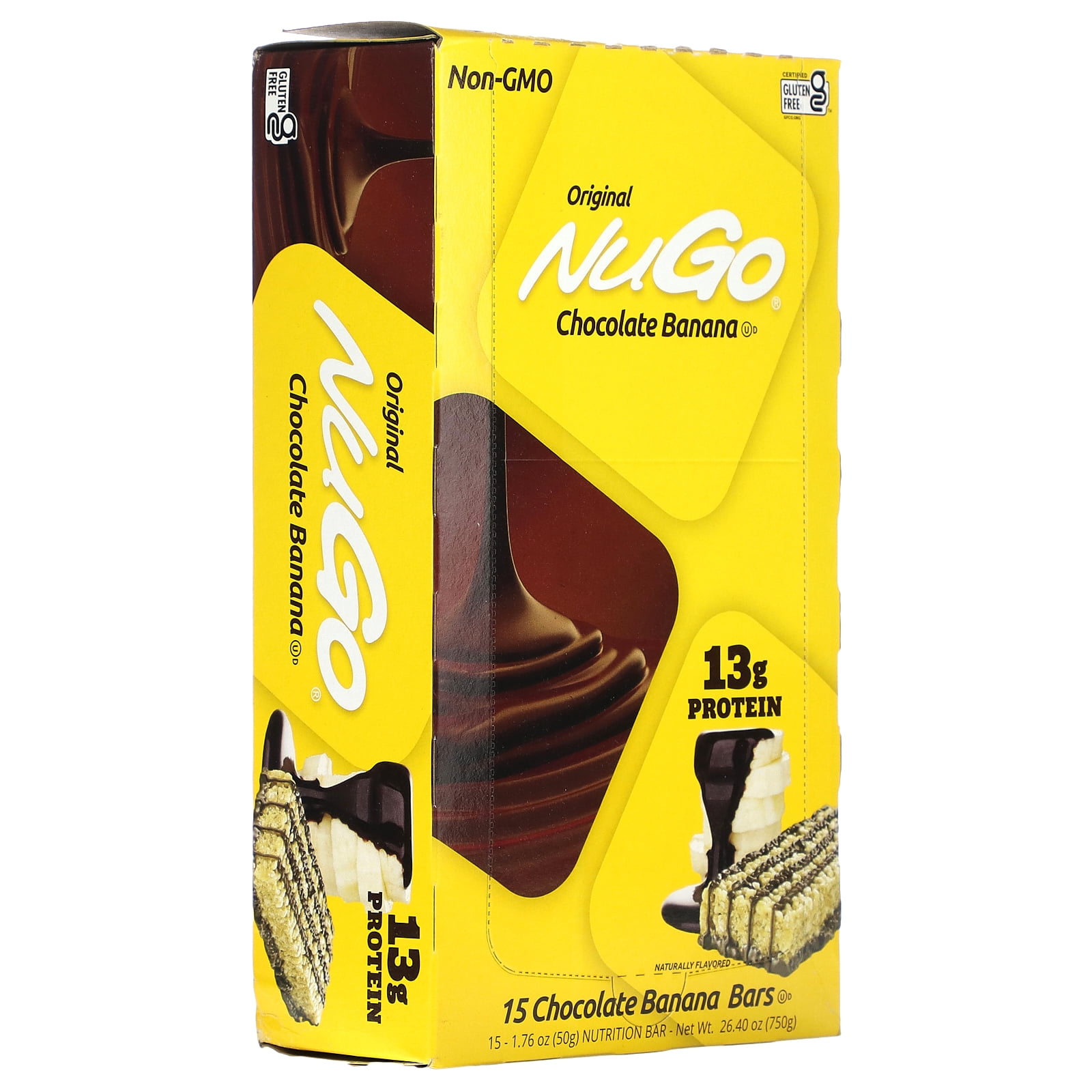 NuGo Protein Bar, Chocolate Banana, 13g Protein, Gluten Free, 15 Count