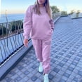 thumbnail image 2 of VBARHMQRT Wide Leg Pant Set for Women Dressy 1 Set Letter Print Tracksuit Long Sleeve Round Neck Top Loose Trousers Suit Two Piece Sweatsuit Two Piece Pants Sets Dressy Womens Pant Suits Casual Spring, 2 of 6