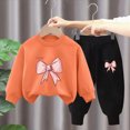 thumbnail image 2 of TOWED22 Infant Kid Girl 2pcs Fall Winter Clothing Set Long Sleeve Round Neck Tee and High Waist Pants Cute Print Outfits Clothes(Orange,5-6 Y), 2 of 5