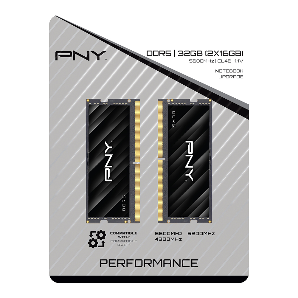 PNY Performance 32GB (2x16GB) DDR5 5600MHz (5200MHz/4800MHz) CL46 Laptop Memory Kit MN32GK2D55600-TB