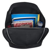 Basic Classic Solid Color Backpack with Front Zipper Accessory Pocket, Dual Zipper Closure & Padded Shoulder Straps for Work, School, Office, Gym, Sports, Travel, Commute & Recreation in Black