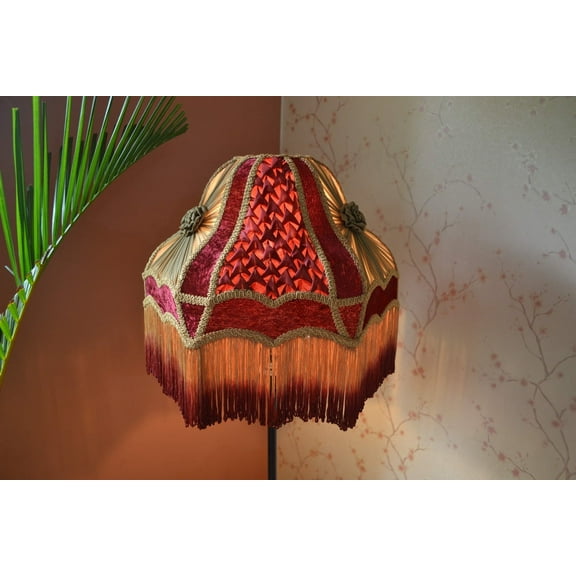 BespokeByNikita Dome Red Gold Silk & Chiffon Lampshade