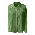 thumbnail image 5 of Tittly Button Down Shirts Blouses for Women Lace Embroidery Long Sleeve Blouse Women's Hollow Lace Embroidered Long Sleeve Button Up Fashion Shirt Tshirts Shirts Long Sleeve Shirts for Women Green S, 5 of 5