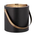 thumbnail image 3 of Venetian Collection 3qt Ice Bucket With Brushed Gold Colored Arch Handle & Bridge Cover: Black With Leatherette Wrapped Covering. Made By Kraftware In The USA, 3 of 3