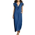 thumbnail image 4 of QGJZVUNL Flutter Sleeve Maxi Dresses for Women Summer Outfits Casual Ruffle V Neck Sleeveless Sundress Size 2Xl, 4 of 6