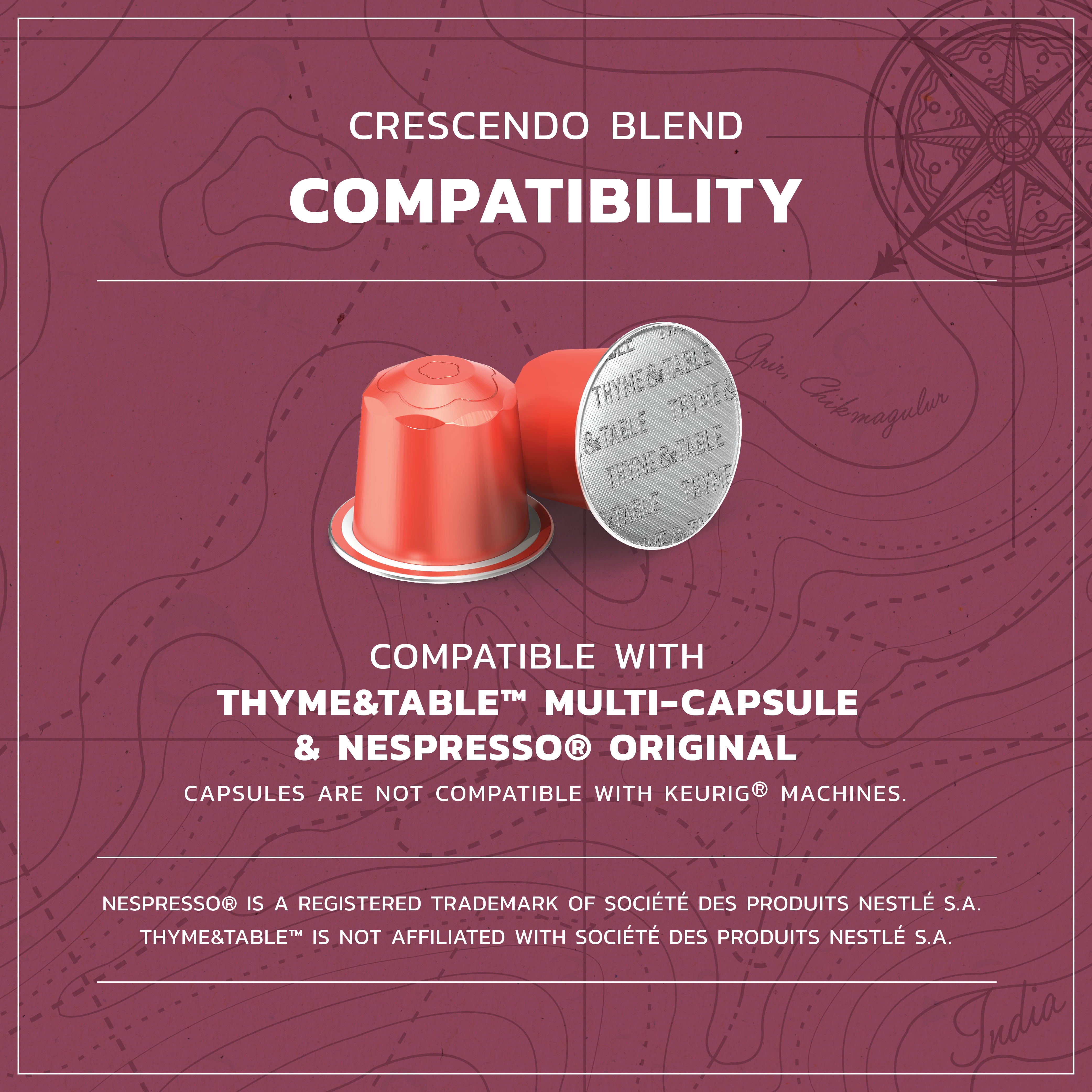 Thyme & Table 50 pack Espresso Capsules, Medium Roast, Crescendo Blend