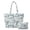 Blue Christmas Toile, variant on Blue Snowman Print 2Pcs Quilted Tote Bag Set with Matching Cosmetic Pouch, Lightweight Large Capacity Winter Shoulder Handbag for Christmas Shopping Work Travel Holiday
