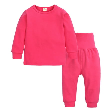 

Fsqjgq Pants Baby Boy Toddler Kids Baby Boy Girl Clothes Unisex Solid Sweatsuit Long Sleeve Warm Pullover Tops Hight Waist Pants Set Fall Winter Pajamas Outfits Color Clothe Hot Pink 80