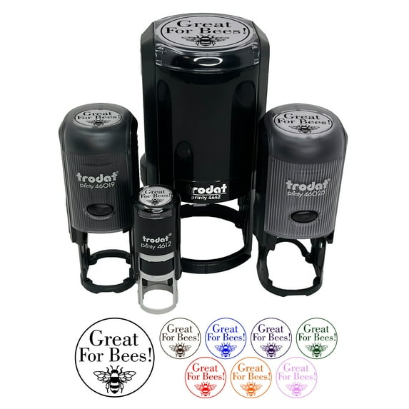 Great For Bees Flower Seed Packet Label Self-Inking Rubber Stamp Ink Stamper - Brown Ink - Small 3/4 Inch