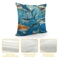 thumbnail image 4 of PRATYUS Ocean Life Throw Pillow Cover, Cartoon Shark Whale Pillow Cover , Colorful Underwater World Cushion Cover, Geometric Sea Wave Starfish Sea Animals Decorative Pillow Cover, Blue White, 4 of 5