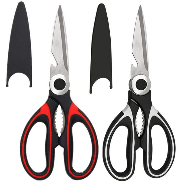 2Pcs Kitchen Scissors Heavy Duty Kitchen Shears Sharp Multi function Stainless Steel Kitchen Scissor with Cover for Chicken Meat Poultry Herbs BBQ