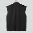thumbnail image 4 of Men's Summer Button Up Tank Tops Collarless Casual Solid Color Sleeveless Shirts, 4 of 4