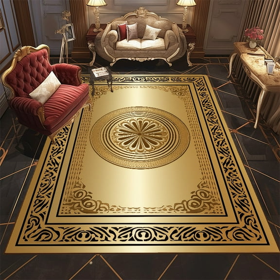 Nordic Luxury Carpet Gold Flannel Large Living Room Mat Home ration Study Lounge Floor Rugs Non-slip