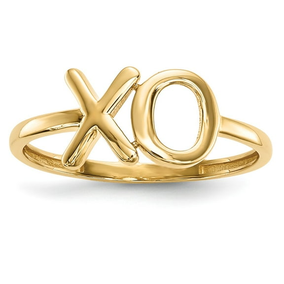14K Yellow Gold Ring Band Themed Open Back Polished X-O