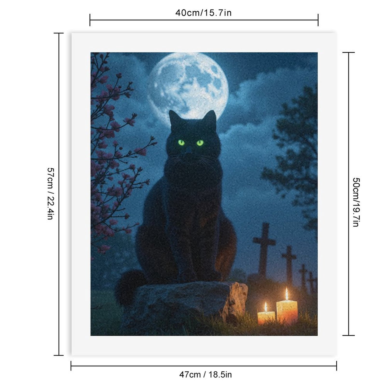 Paint By Numbers Kit for Adults Beginner - Moonlit Black Cat Candles Night DIY Canvas Painting Kits for Adults, Frameless Paint By Number for Adults for Home Wall Decor 16x20 Inch