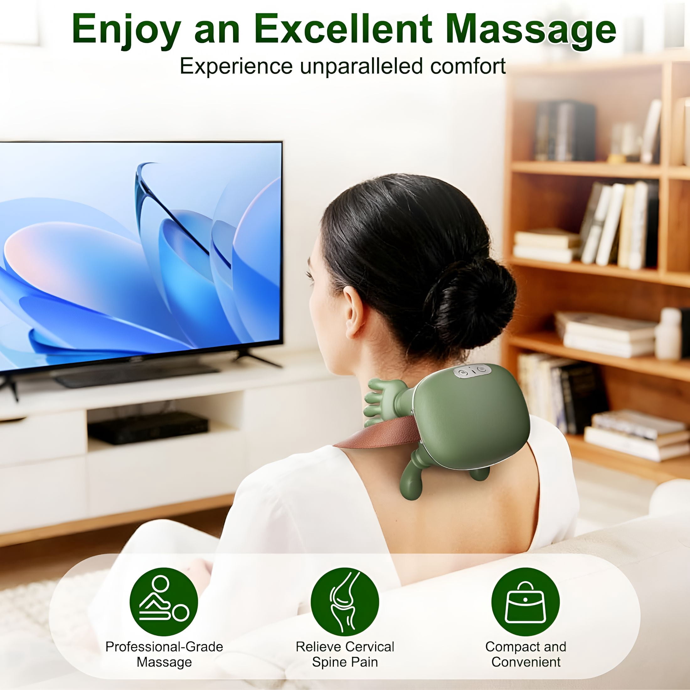 XIRQI Neck Massager with Heat& 4D Kneading for Shoulder Pain Relief, Wireless Shiatsu Deep Tissue Massager for Home Office Travel