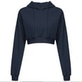 thumbnail image 1 of Pull Sportif à Manches Longues Décontracté Nombril Ouvert Sweat à Capuche Solide Pull Court, 1 of 5
