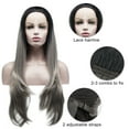 thumbnail image 5 of Unique Bargains Lace Front Wigs for Women 24" Black Gradient Gray Long Natural Curly with Wig Cap, 5 of 7