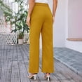 thumbnail image 4 of OSOLU Solid Color Women High Waist Wide Leg Straight Leg Elastic High Waist Casual Pants With Pockets Trousers Daily Relaxed Fit Breathable Bottoms, 4 of 4