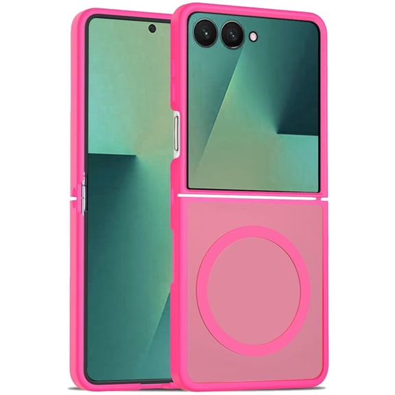 XPM for Samsung Galaxy Z Flip 7 Phone Case, MagSafe Compatible Case Hybrid Soft TPU Bumper Hard Translucent Matte Back Slim Shockproof Cover for Galaxy Z Flip 7 (Hotpink)