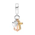 thumbnail image 2 of 925 Sterling Silver Tri-Tone Heart Cross Anchor Dangle Charm for Bracelet Charms Bangle Pendant Jewelry, 2 of 4