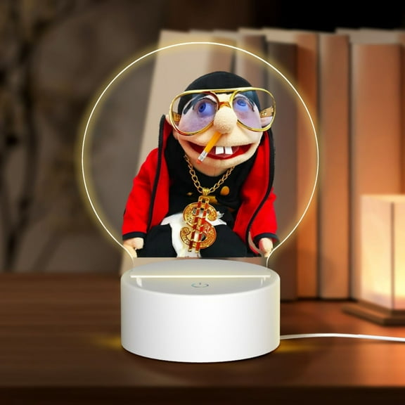 SML Jeffy Rapper Round Acrylic Night Light Decoration USB Cable LED Lamp Base with Touch Control Adjustable 3 Light Modes Nightlight Decor
