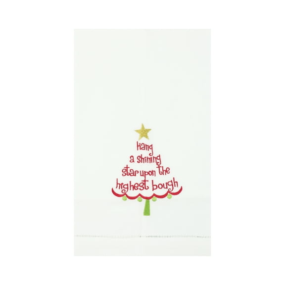 Christmas Tree "Hang a Shining Star" 100% Cotton Guest Towel