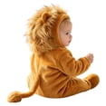 thumbnail image 4 of Baby Lion Hooded Romper Soft Plush Warm Animal Jumpsuit Halloween Dress-Up Outfit, 4 of 6