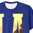thumbnail image 4 of Ceisia Men's Letter Print Crew Neck Pullover Fitness Sports Short Sleeve Breathable Cotton-Like Spandex T-Shirt Top Blue L Gifts, 4 of 5