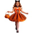 thumbnail image 4 of Vdoaml Girls Halloween Tutu Costume Dress Kids Halter Cat Print Tulle Skirt with Headband Bow and Tail Accessories 1-2 Years Brown, 4 of 4