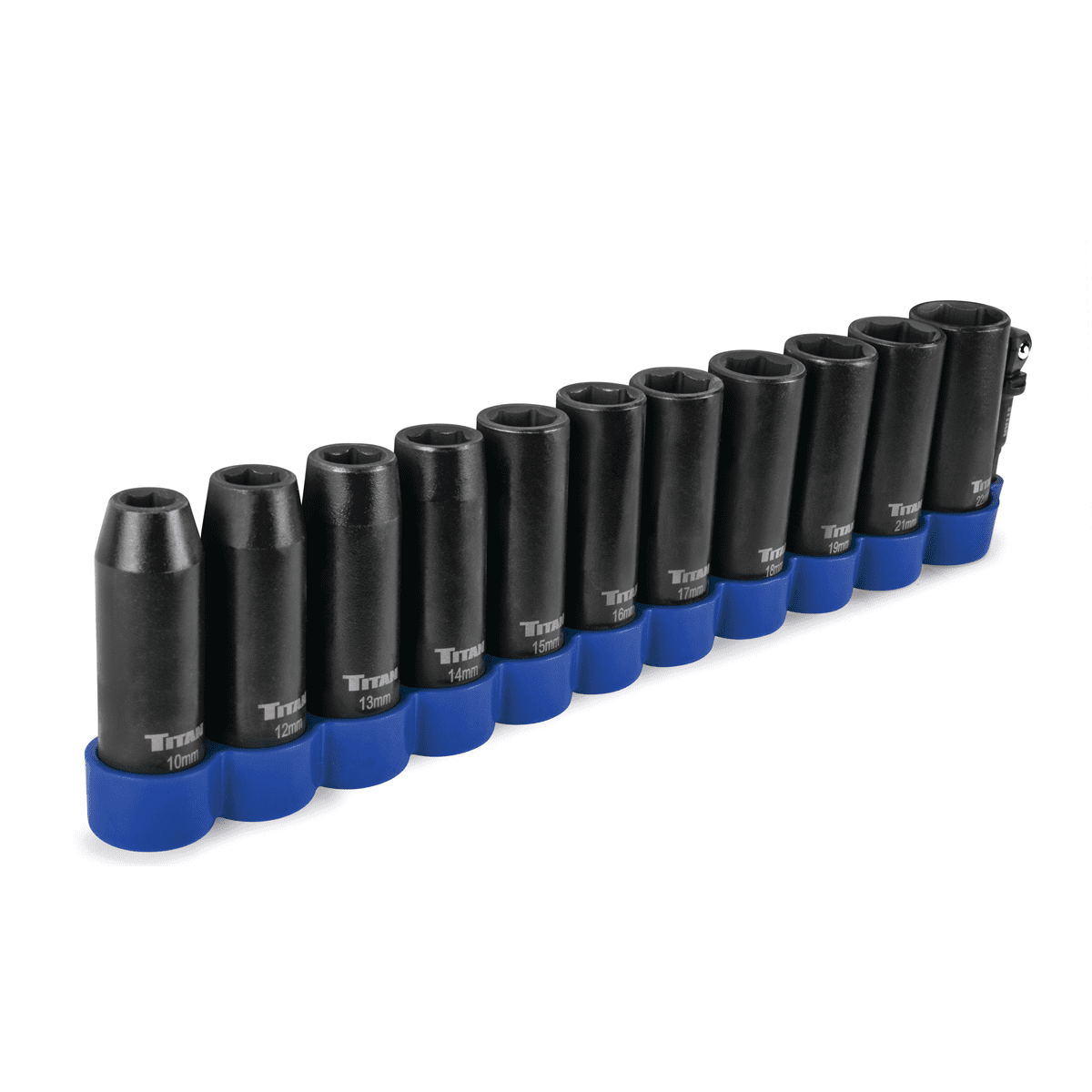 Titan 12 Piece 1/2 Inch Drive 6 Point Metric Deep Impact Socket Set
